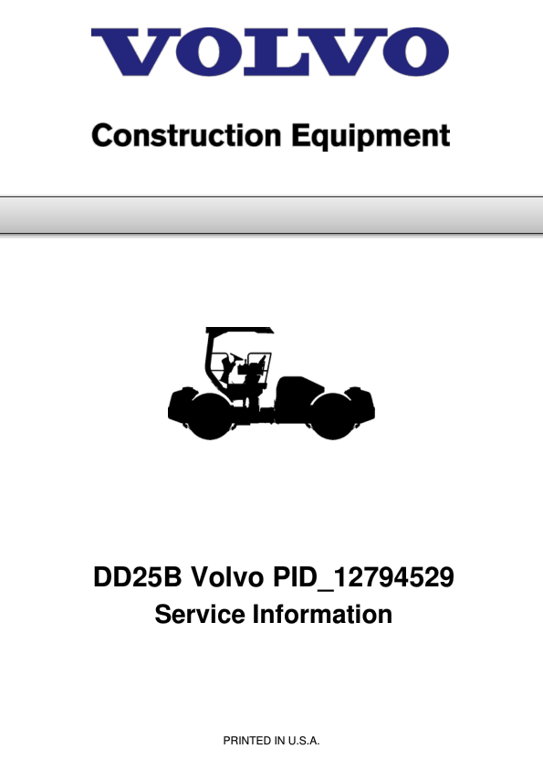 Volvo DD25B Asphalt Compactors Repair Service Manual Workshop Guide