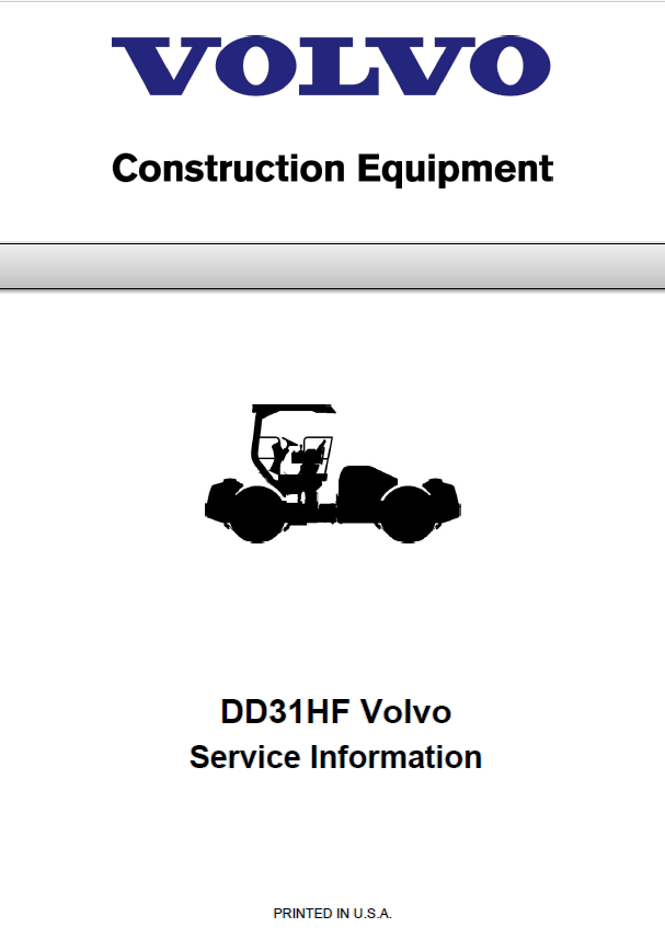 Volvo DD31HF Asphalt Compactors Repair Service Manual Workshop Guide