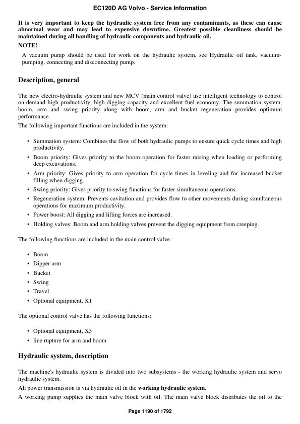 Volvo EC120D AG Excavator Repair Service Manual Workshop Guide