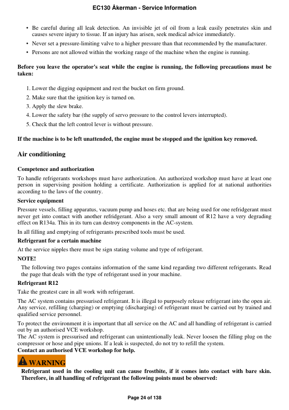 Volvo EC130 Akerman Excavator Repair Service Manual Workshop Guide