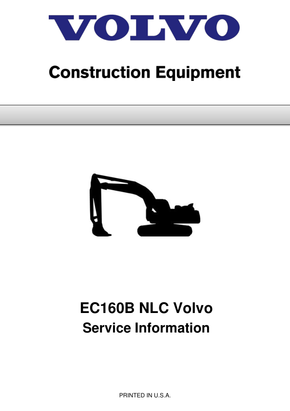 Volvo EC160B NLC Excavator Repair Service Manual Workshop Guide