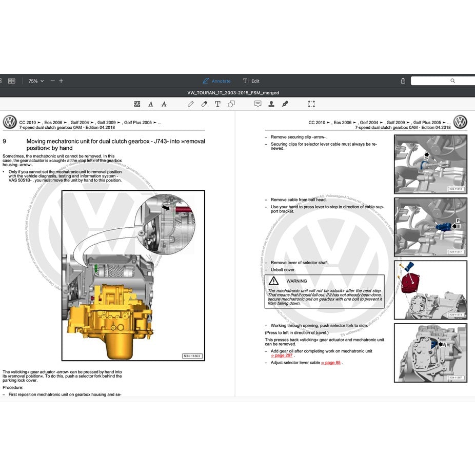 VW TOURAN I 1T 2003-2015 Full Manual Set – Repair & Maintenance Manual