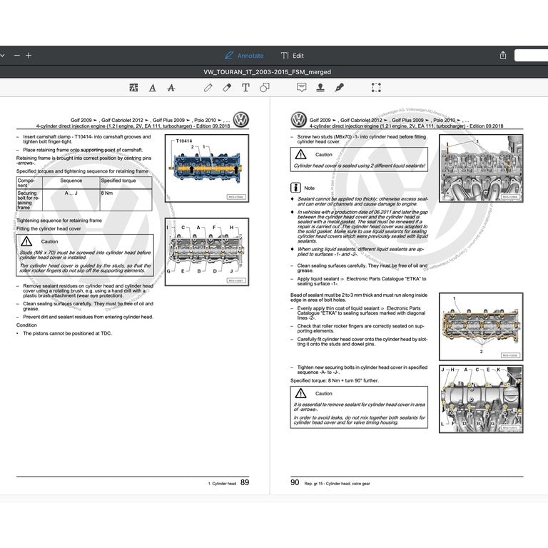VW TOURAN I 1T 2003-2015 Full Manual Set – Repair & Maintenance Manual