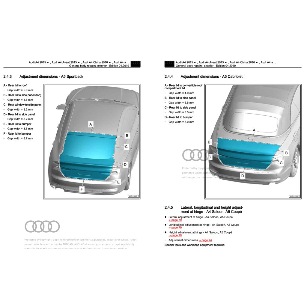 AUDI A4 B9 2016-2024 Full Manual Set – Repair & Maintenance Manual