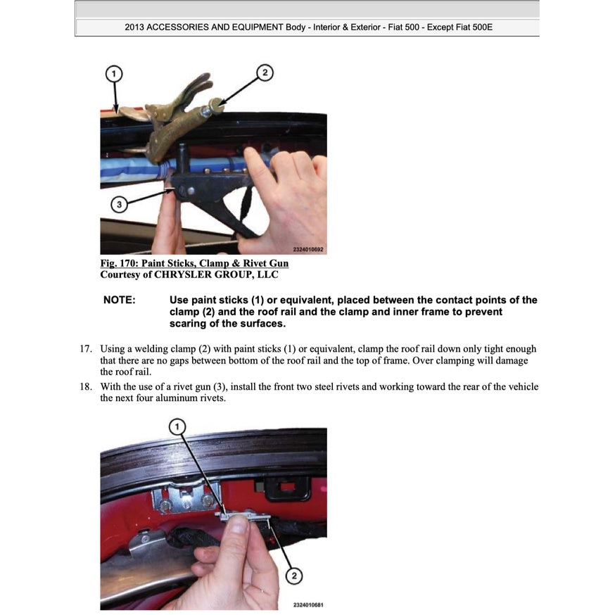 FIAT 500 C 2007-2019 Full Manual Set – CONVERTIBLE ROOF SERVICE & REPAIR MANUAL
