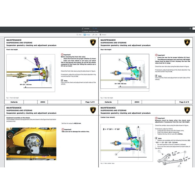 LAMBORGHINI GALLARDO COUPE LDAS32 2003-2008 Full Manual Set – FACTORY Repair & Maintenance Manual