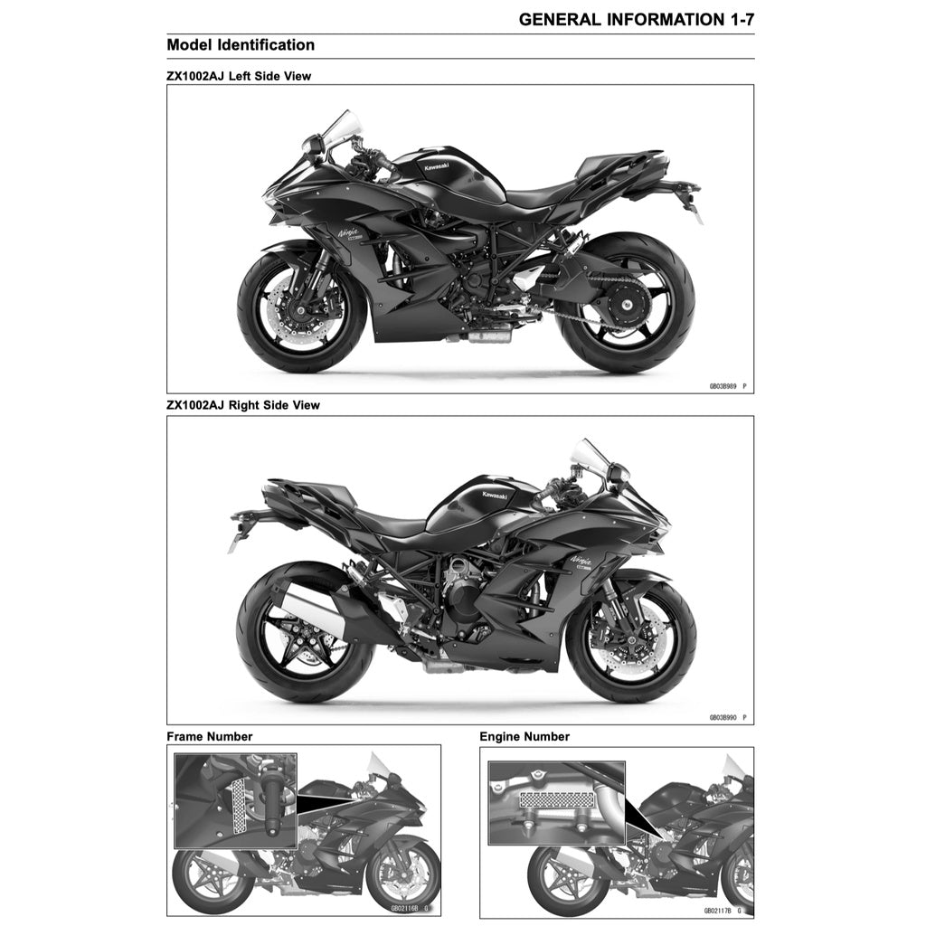 KAWASAKI H2 SX 2018 Full Manual Set – Repair & Maintenance Manual and Spare Parts Catalog and User Handbook
