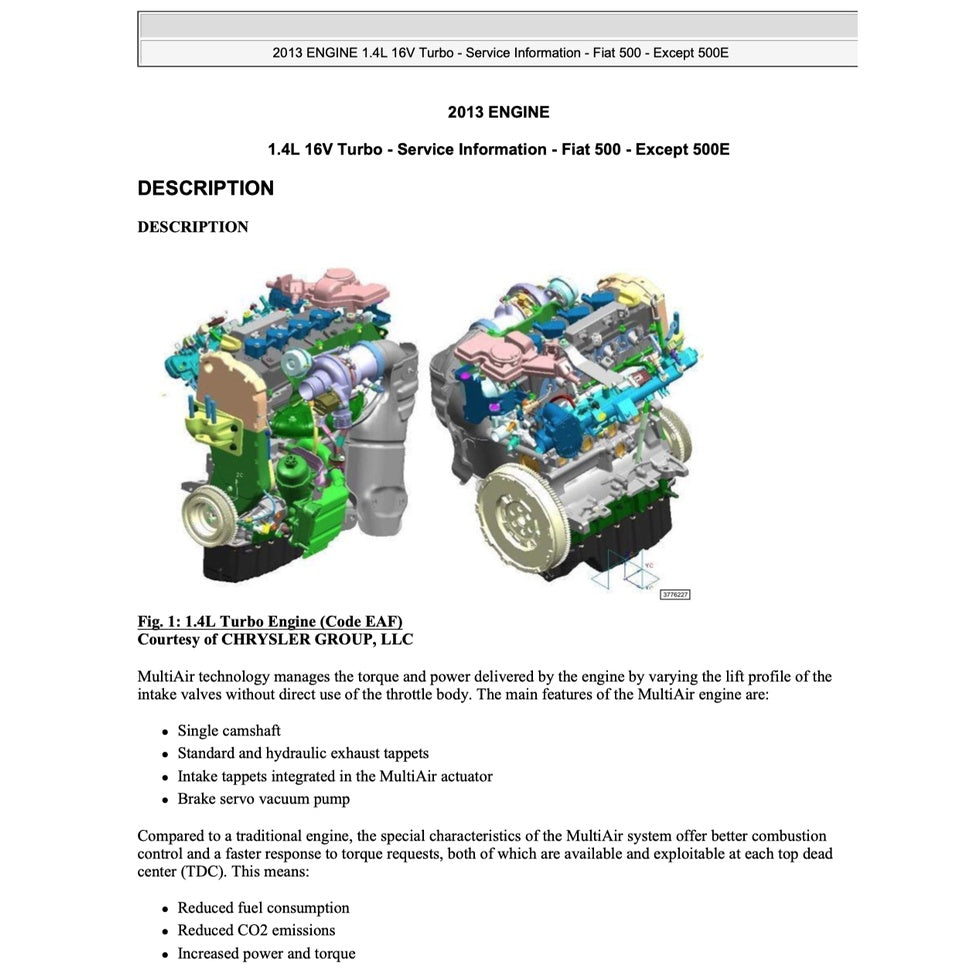 FIAT 500 2009-2016 Full Manual Set – Repair & Maintenance Manual