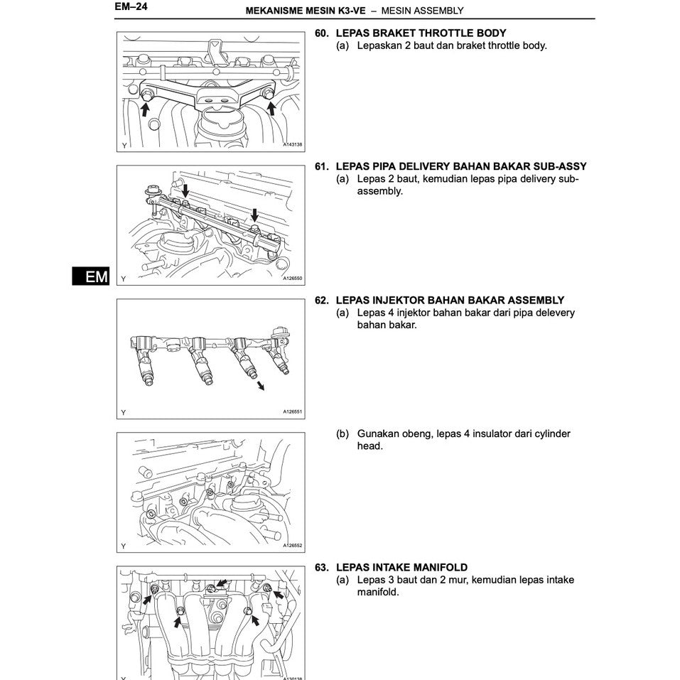 TOYOTA AVANZA F601/651 K3-VE 2004-2015 Full Manual Set – ENGINE Repair & Maintenance Manual - BAHASA (INDO) VERSION