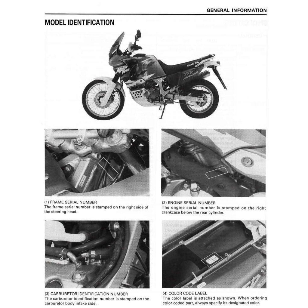 HONDA AFRICA TWIN XRV 750 T 1996-2000 Full Manual Set – Repair & Maintenance Manual and Spare Parts Catalog and User Handbook