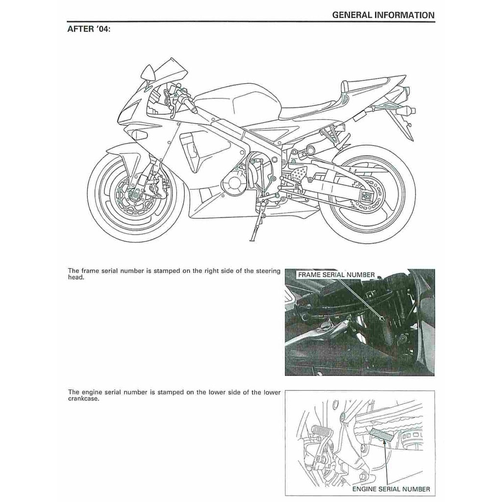 HONDA CBR600RR 2003-2006 Full Manual Set – Repair & Maintenance Manual and Spare Parts Catalog and User Handbook - CBR 600 RR