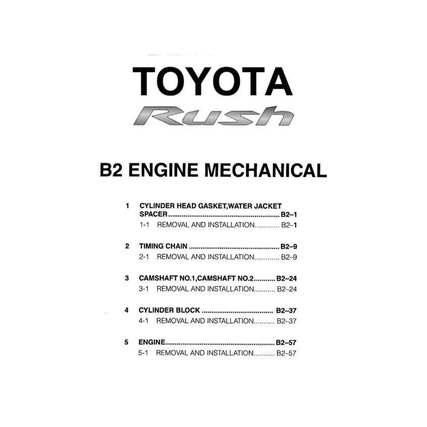 TOYOTA RUSH F800 2017-2023 Full Manual Set – Repair & Maintenance Manual