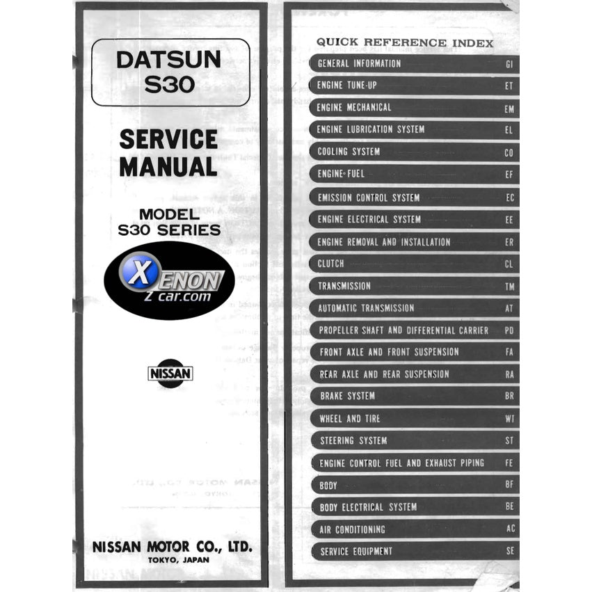 DATSUN 260Z S30 1974-1978 Full Manual Set – Repair & Maintenance Manual and Spare Parts Catalog