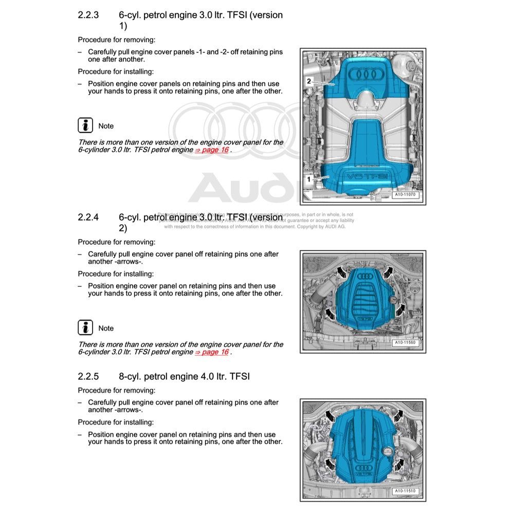 AUDI ENGINE Workshop Repair Manual