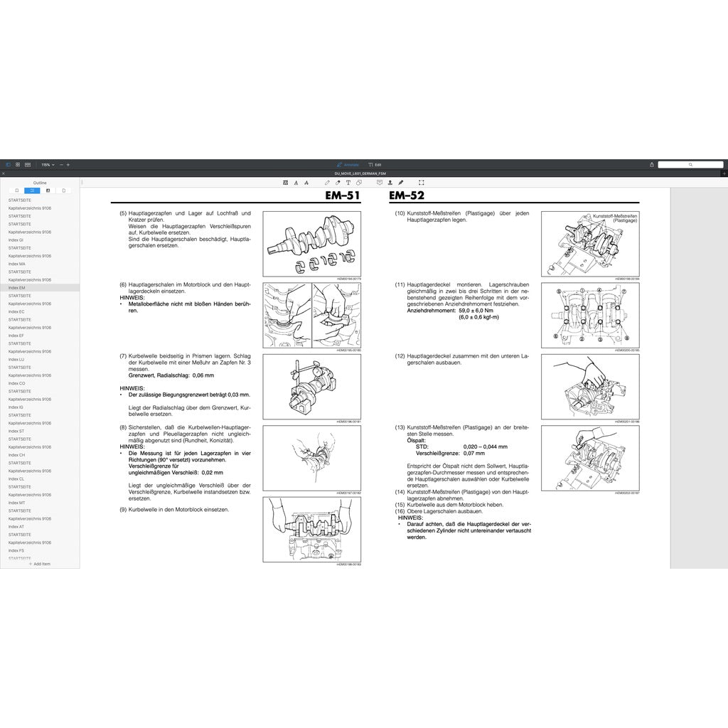 DAIHATSU MOVE L601 GERMAN LANGUAGE EDITION 1995-1998 Full Manual Set – Repair & Maintenance Manual