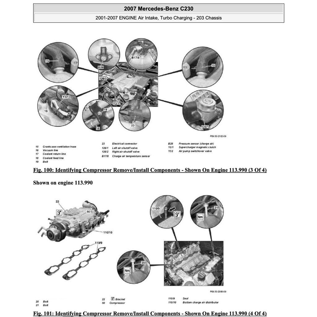 MERCEDES BENZ C-CLASS W203 C230 2001-2007 Full Manual Set – Repair & Maintenance Manual