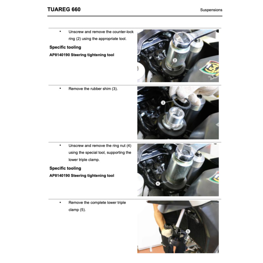 APRILIA TUAREG 660 2021+ Full Manual Set – Repair & Maintenance Manual and Spare Parts Catalog and User Handbook