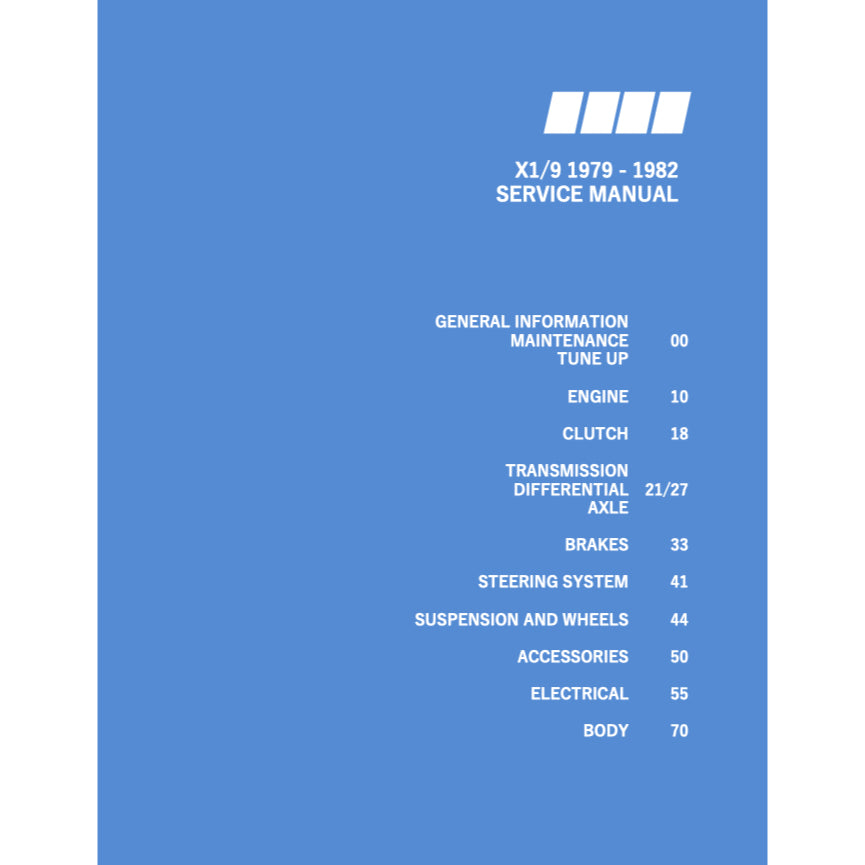 FIAT X-1/9 1974-1989 Full Manual Set – Repair & Maintenance Manual and Spare Parts Catalog