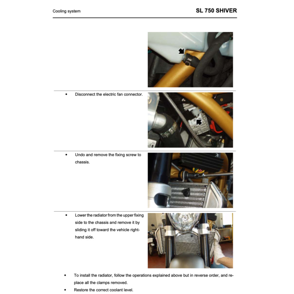 APRILIA SHIVER SL750 2007-2016 Full Manual Set – Repair & Maintenance Manual and Spare Parts Catalog and User Handbook