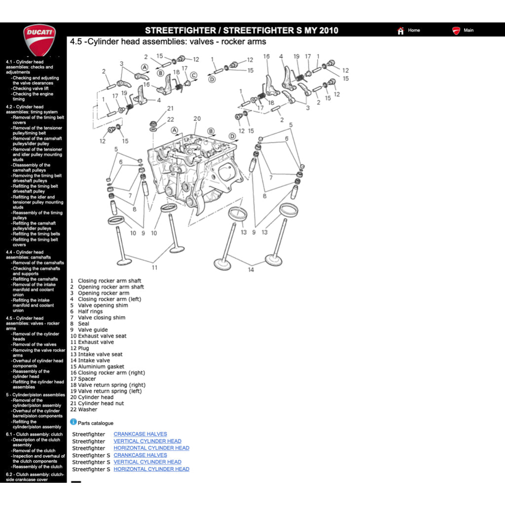 DUCATI STREETFIGHTER/S 1098 / 848 2009-2015 Full Manual Set – Repair & Maintenance Manual and Spare Parts Catalog and User Handbook