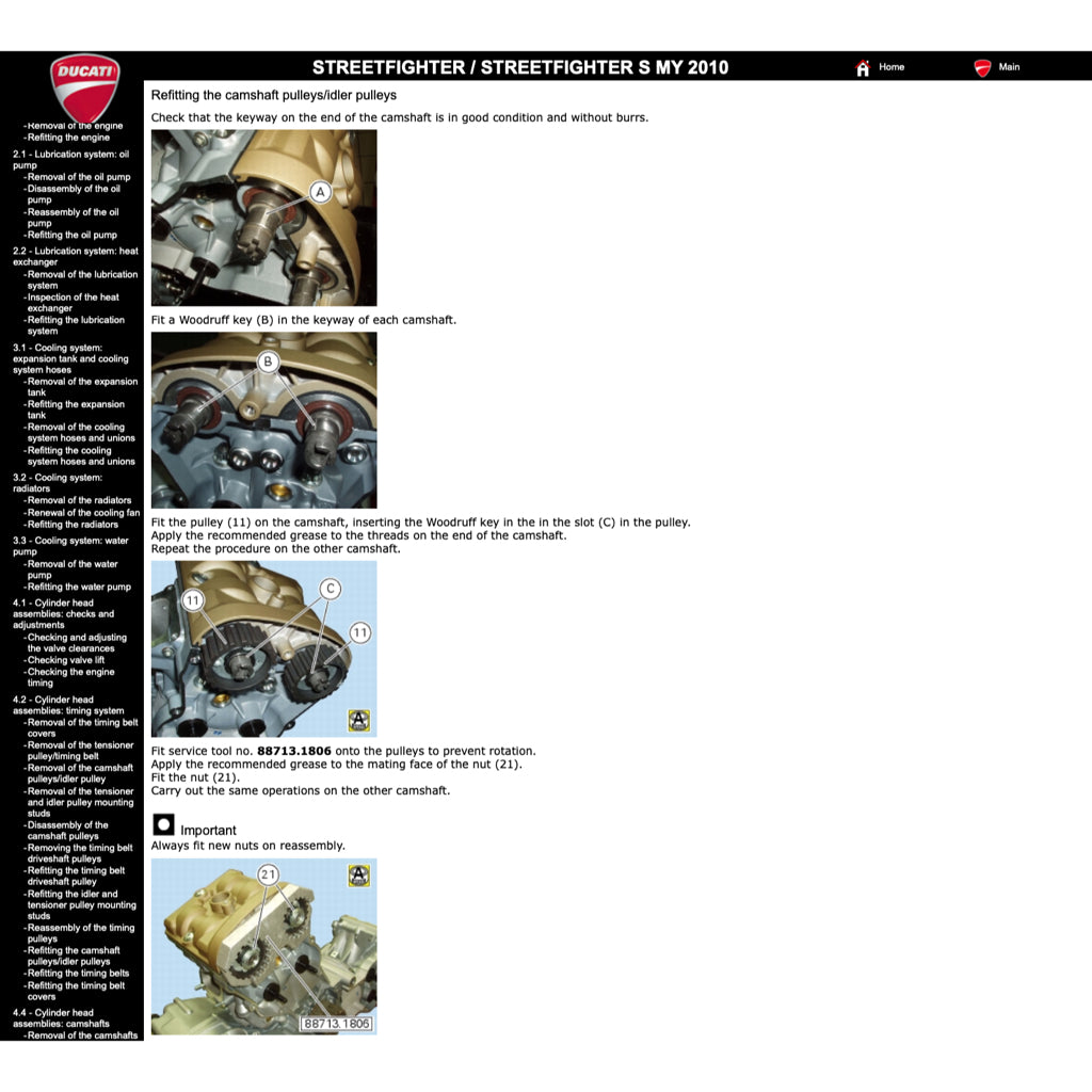 DUCATI STREETFIGHTER/S 1098 / 848 2009-2015 Full Manual Set – Repair & Maintenance Manual and Spare Parts Catalog and User Handbook