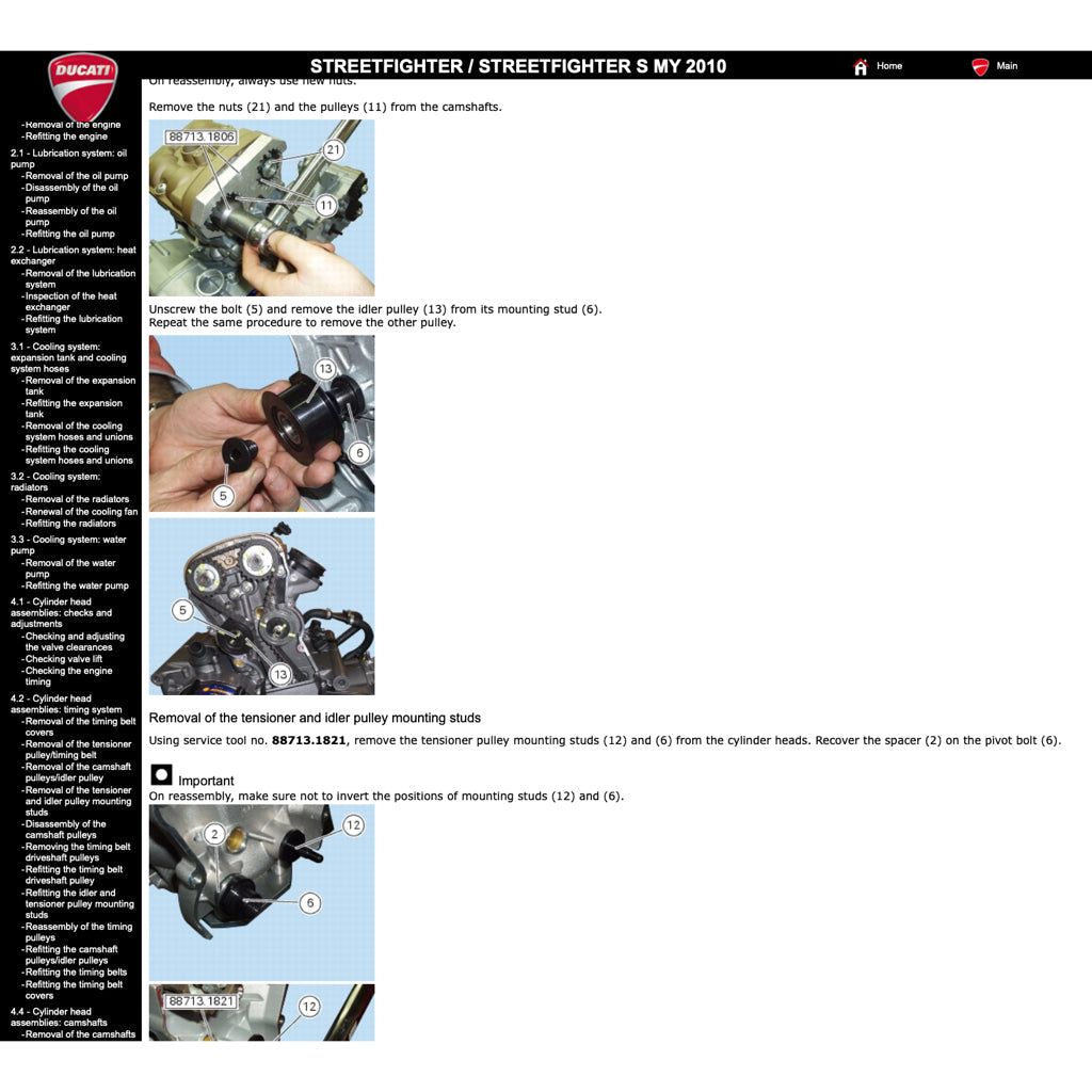 DUCATI STREETFIGHTER/S 1098 / 848 2009-2015 Full Manual Set – Repair & Maintenance Manual and Spare Parts Catalog and User Handbook