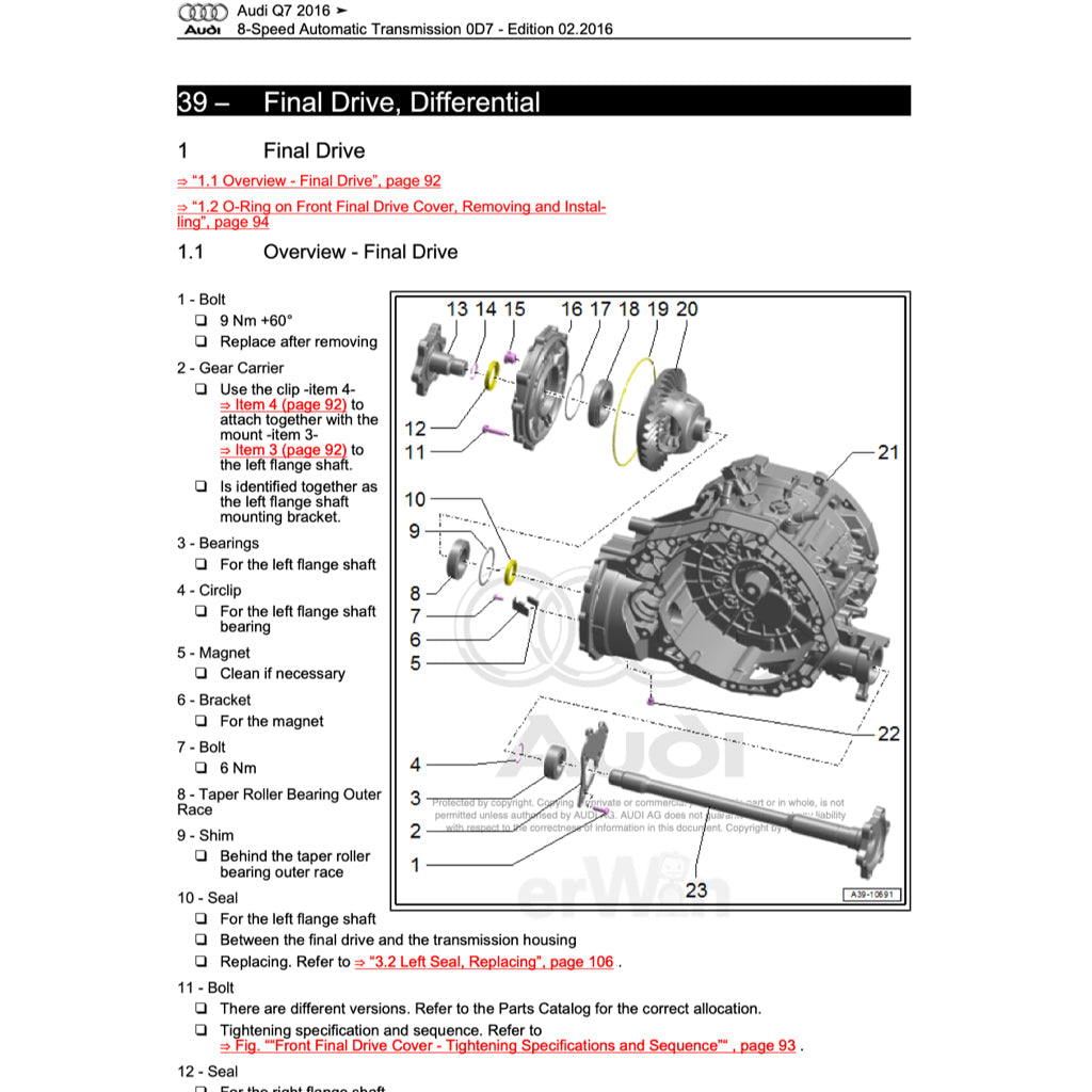 AUDI Q7 4M 2015-2020 Full Manual Set – Repair & Maintenance Manual