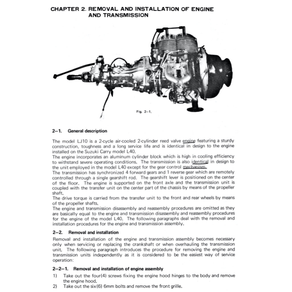 SUZUKI LJ10 JIMNY 1970-1981 Full Manual Set – Repair & Maintenance Manual and Spare Parts Catalog