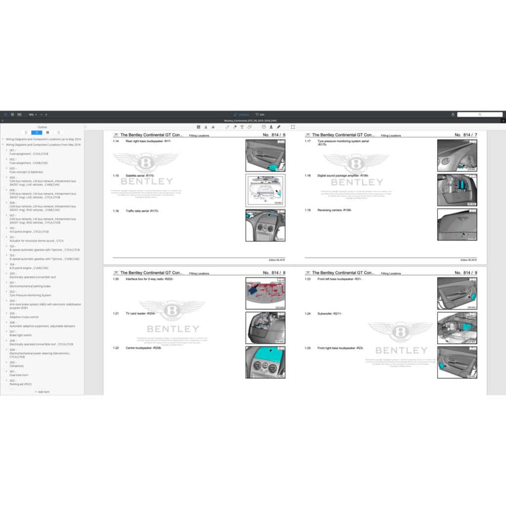BENTLEY CONTINENTAL GTC/SPEED W12 2007-2013 Full Manual Set – ELECTRICAL WIRING DIAGRAMS