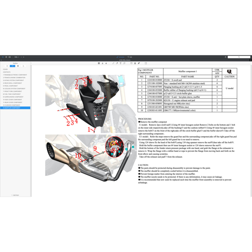 ZONTES ZT155 / ZT310 / ZT350 2021-2023 Full Manual Set – SERVICE MAINTENANCE MANUAL CUM Spare Parts Catalog