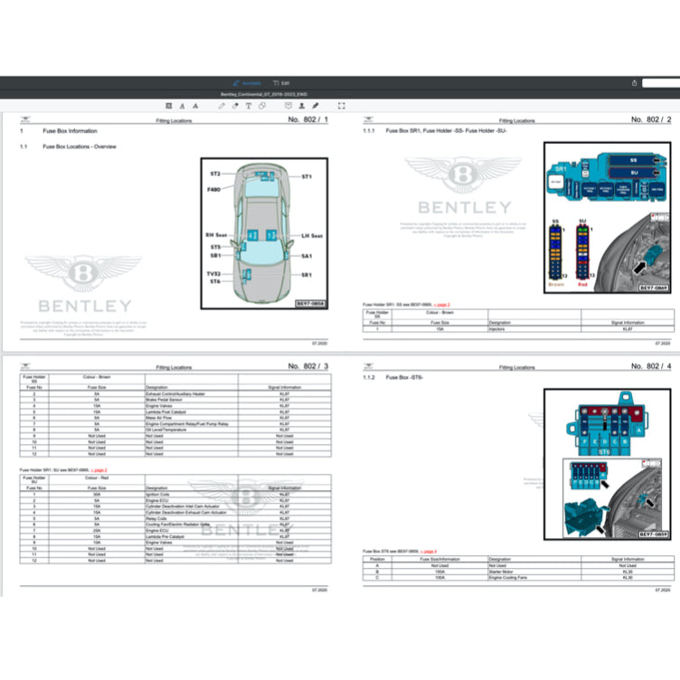 BENTLEY CONTINENTAL GT V8 / W12 2019-2023 Full Manual Set – ELECTRICAL WIRING DIAGRAMS