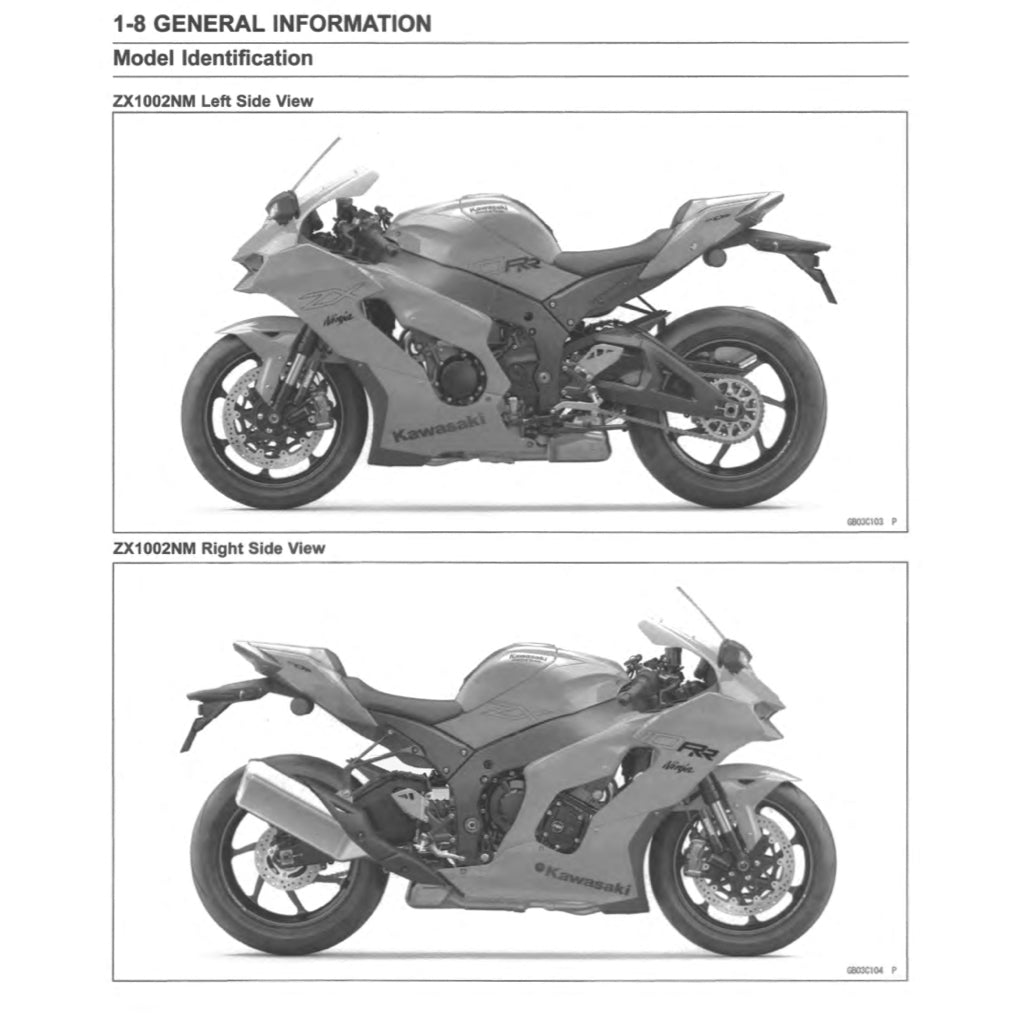 KAWASAKI ZX10R NINJA 2004-2024 Full Manual Set – Repair & Maintenance Manual and Spare Parts Catalog and User Handbook