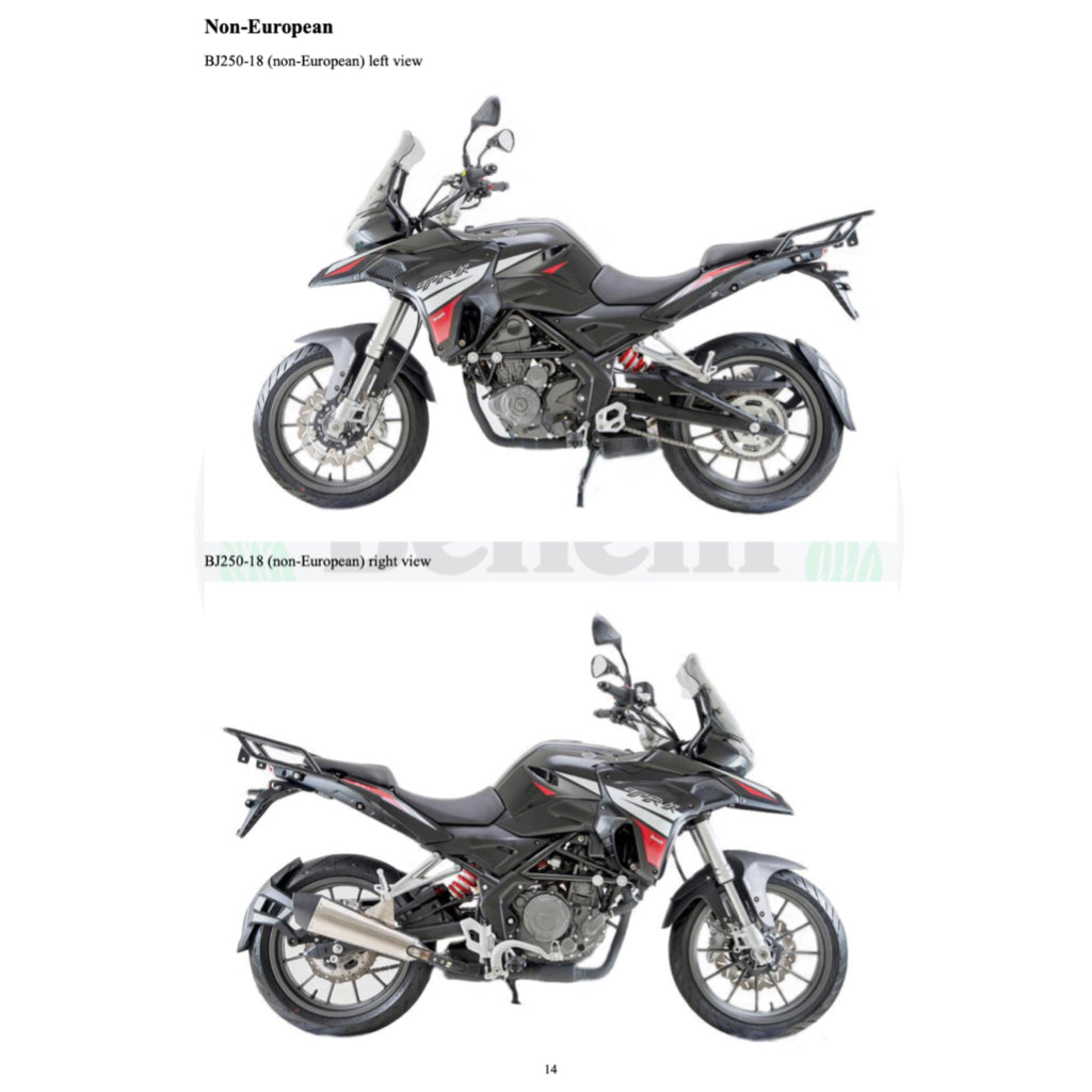 BENELLI TRK 251 2019+ Full Manual Set – Repair & Maintenance Manual and Spare Parts Catalog and User Handbook