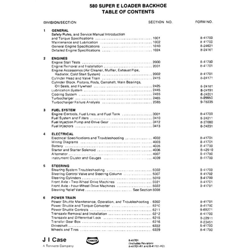 CASE 580E 580SE LOADER BACKOE Workshop Repair Manualand Parts Book