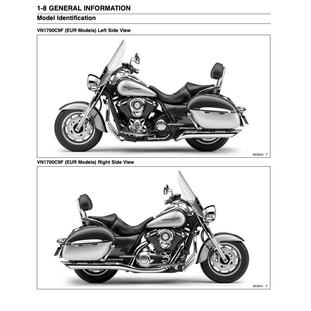 KAWASAKI VULCAN 1700 VN1700 2009-2017 Full Manual Set – Repair & Maintenance Manual and Spare Parts Catalog and User Handbook