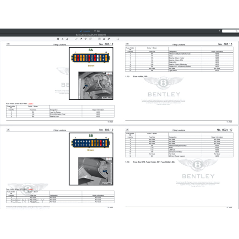 BENTLEY CONTINENTAL GT V8 / W12 2019-2023 Full Manual Set – ELECTRICAL WIRING DIAGRAMS