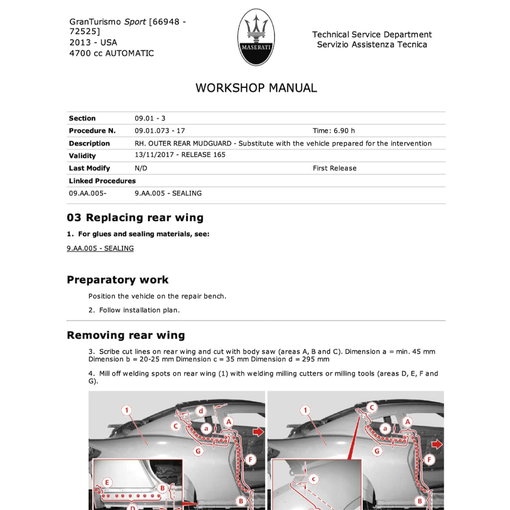 MASERATI GRANTURISMO SPORT M145 2007-2019 Full Manual Set – Repair & Maintenance Manual