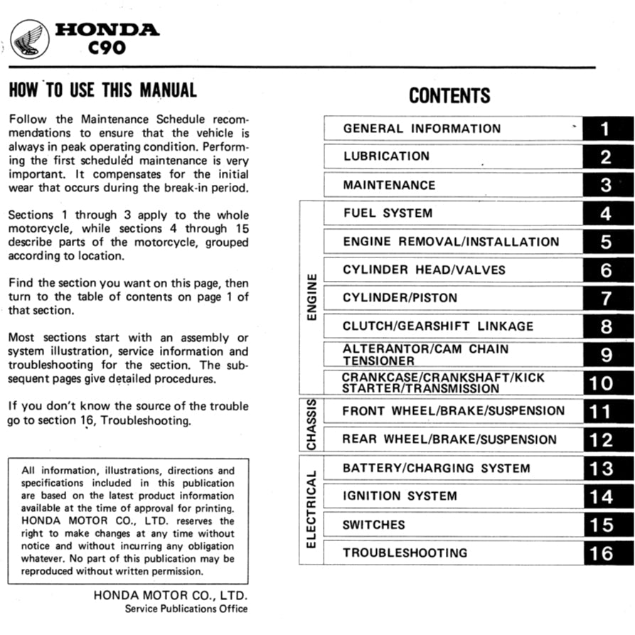HONDA CUB90 C90 1967-2002 Full Manual Set – Repair & Maintenance Manual and Spare Parts Catalog and User Handbook