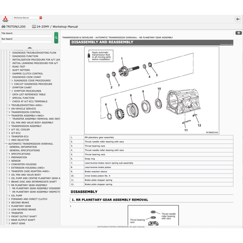 MITSUBISHI TRITON L200 LA/LB/LC 2024+ Full Manual Set – ONLINE Repair & Maintenance Manual