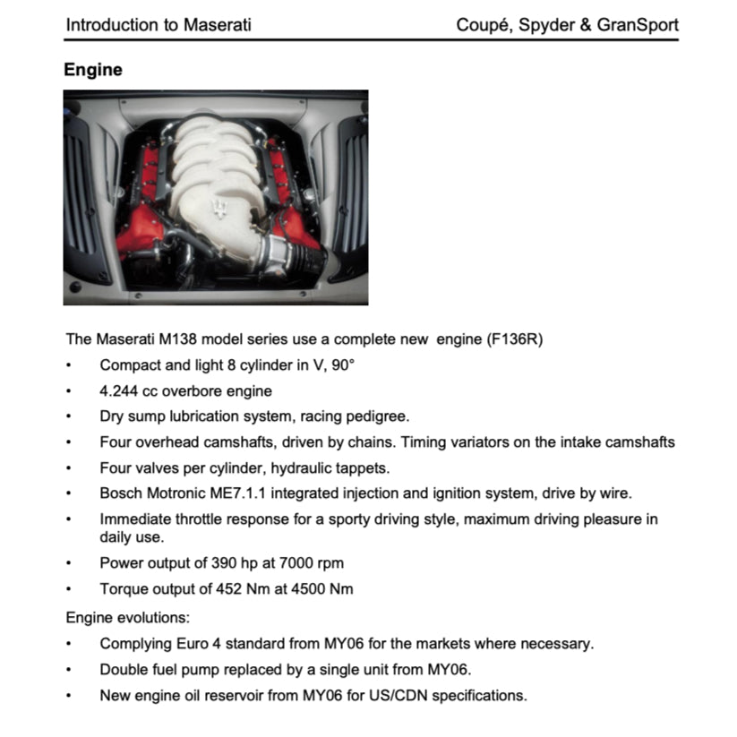 MASERATI M138 COUPE 2000-2007 Full Manual Set – Repair & Maintenance Manual