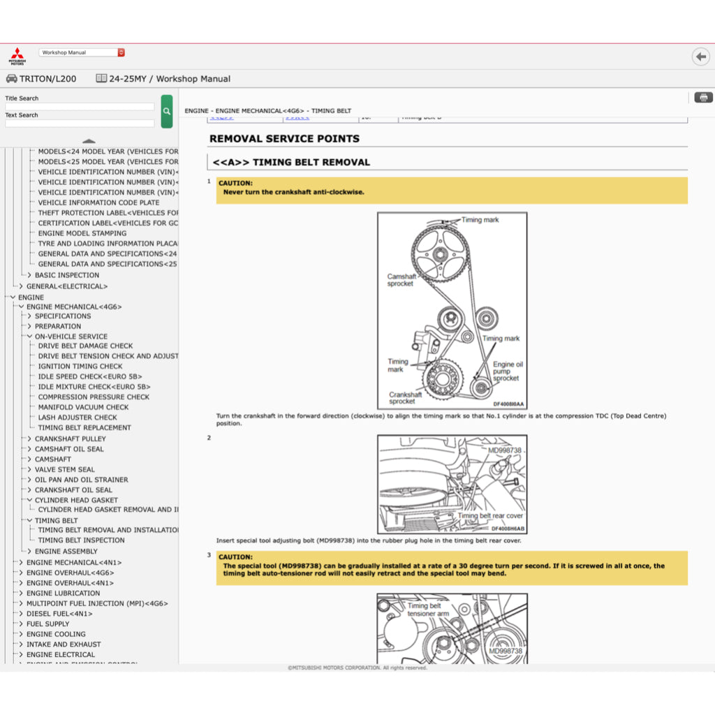 MITSUBISHI TRITON L200 LA/LB/LC 2024+ Full Manual Set – ONLINE Repair & Maintenance Manual