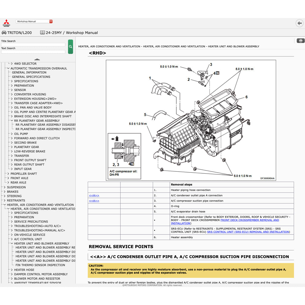 MITSUBISHI TRITON L200 LA/LB/LC 2024+ Full Manual Set – ONLINE Repair & Maintenance Manual