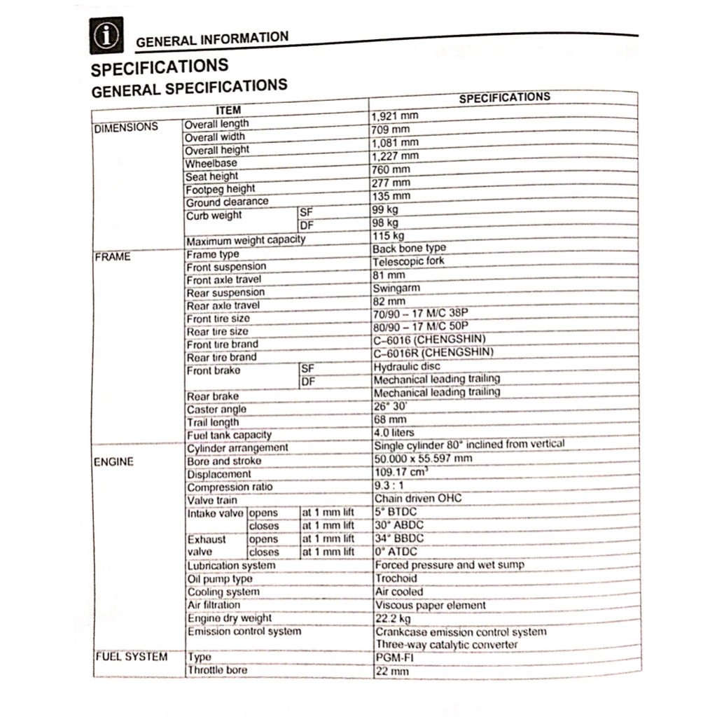 HONDA WAVE ALPHA 110 AFP1100SF 2023+ Full Manual Set – Repair & Maintenance Manual and Spare Parts Catalog andUser Handbook