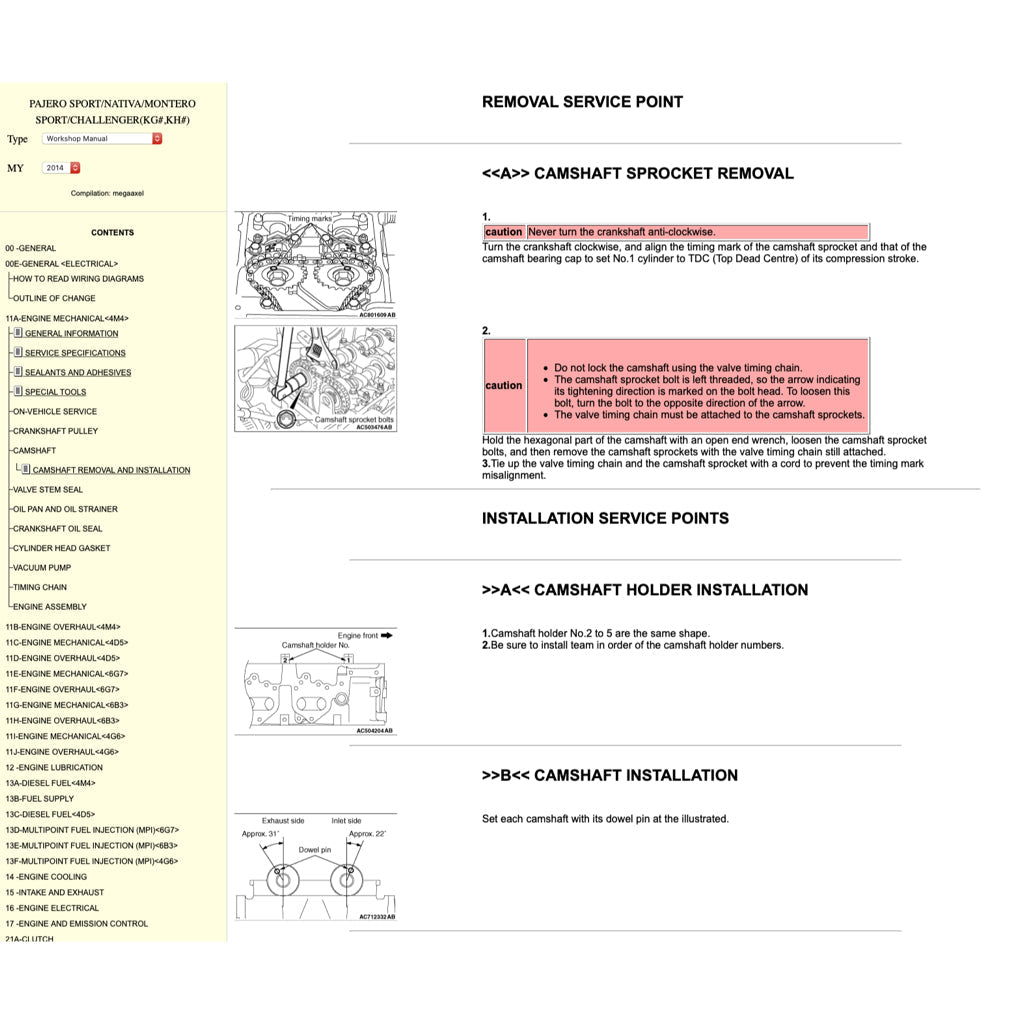 MITSUBISHI PAJERO SPORT II 2009-2016 Full Manual Set – ONLINE Repair & Maintenance Manual