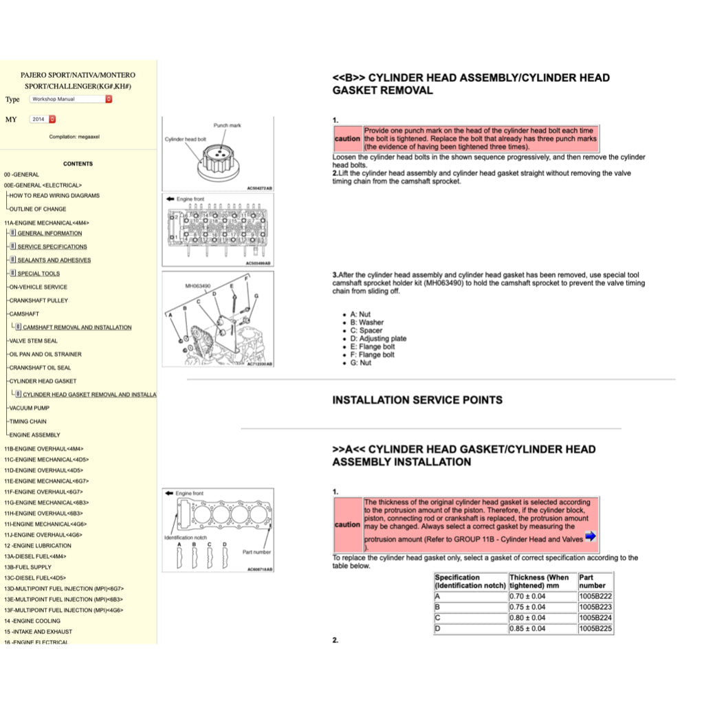 MITSUBISHI PAJERO SPORT II 2009-2016 Full Manual Set – ONLINE Repair & Maintenance Manual