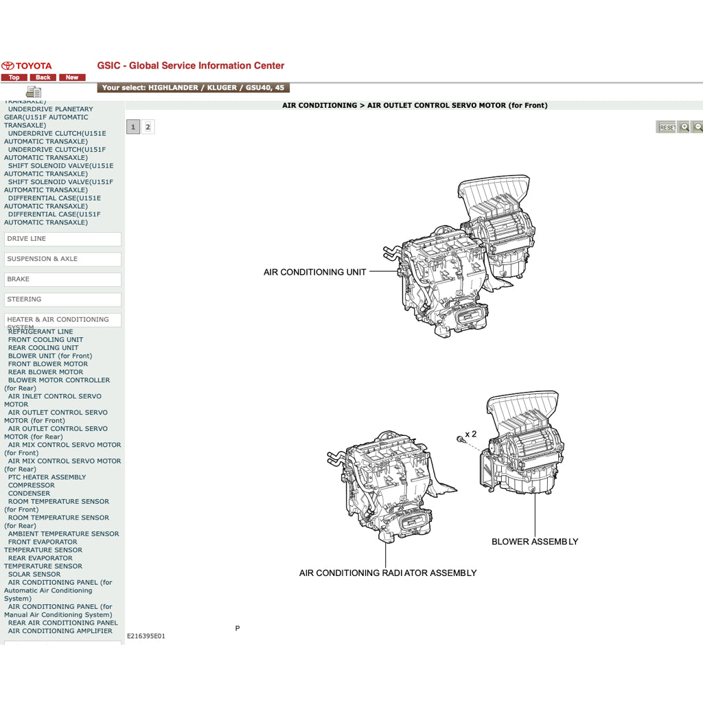TOYOTA HIGHLANDER/KLUGER GSU40/45 2007-2013 Full Manual Set – ONLINE Repair & Maintenance Manual