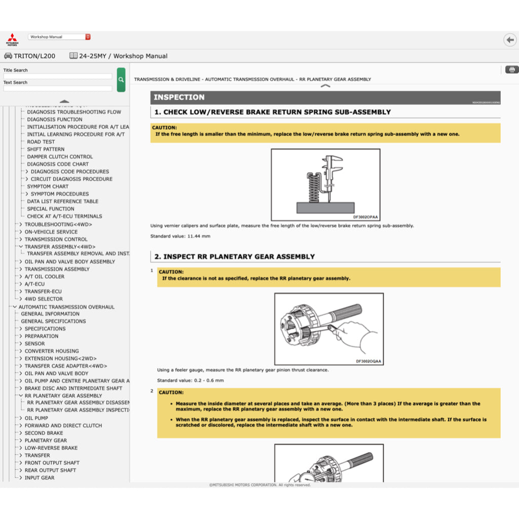 MITSUBISHI TRITON L200 LA/LB/LC 2024+ Full Manual Set – ONLINE Repair & Maintenance Manual
