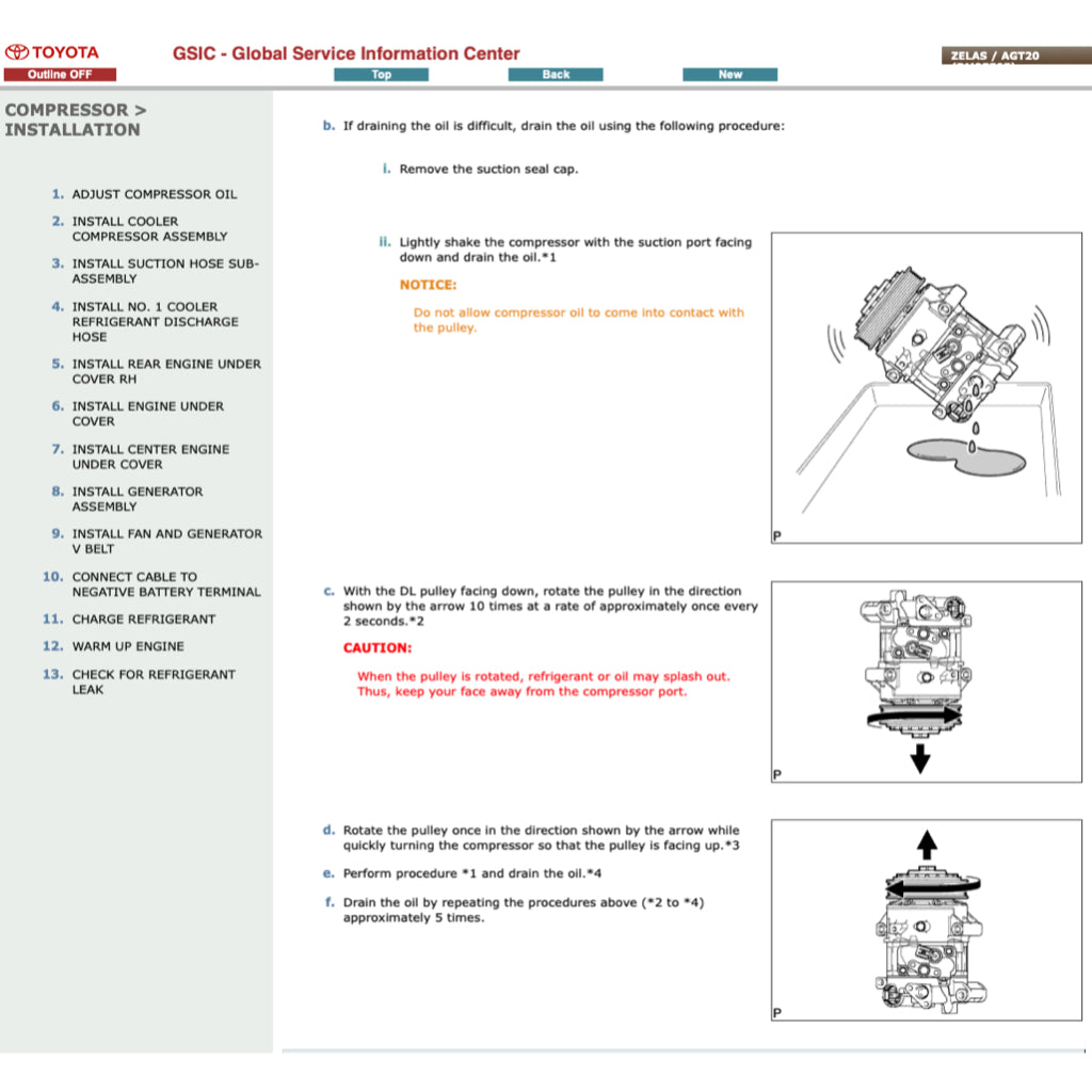 TOYOTA ZELAS AGT20 2010-2016 Full Manual Set – ONLINE Repair & Maintenance Manual