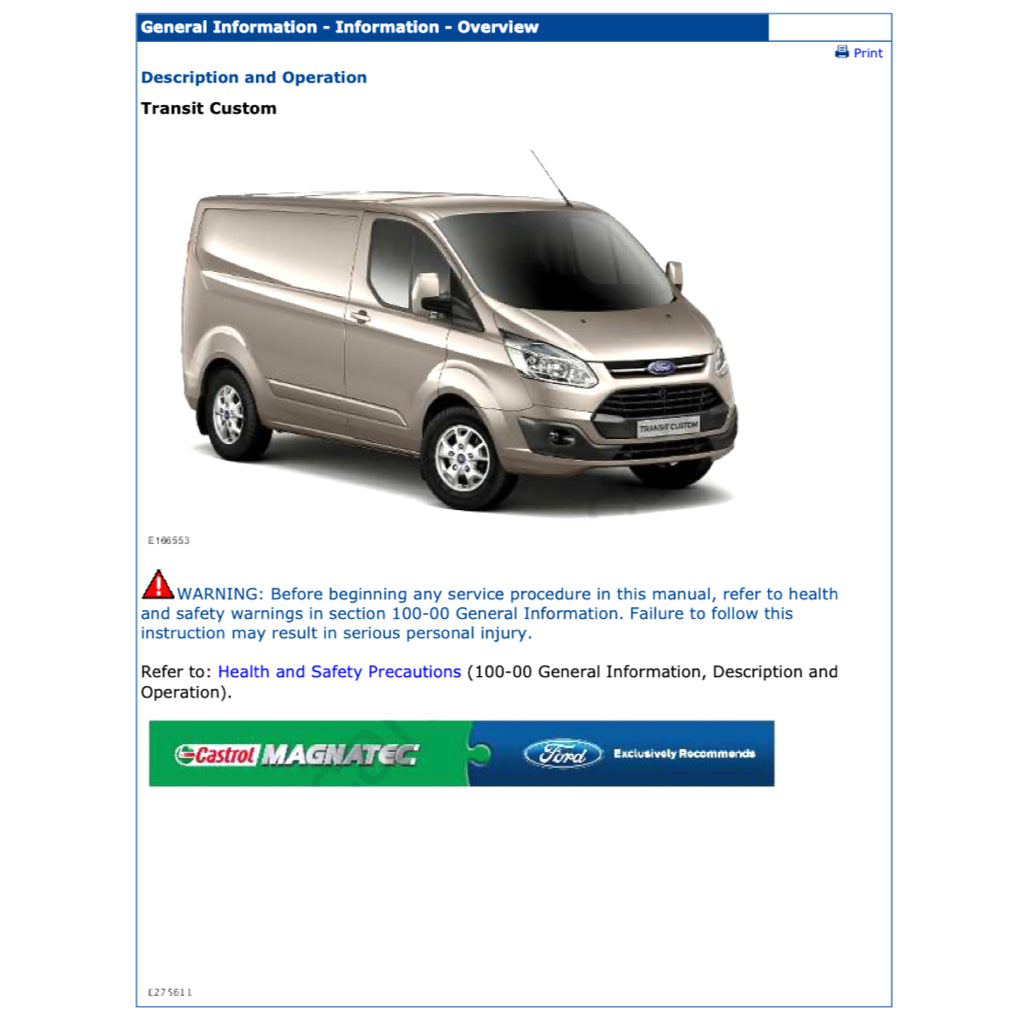 FORD TRANSIT CUSTOM 2012-2022 Full Manual Set – Repair & Maintenance Manual
