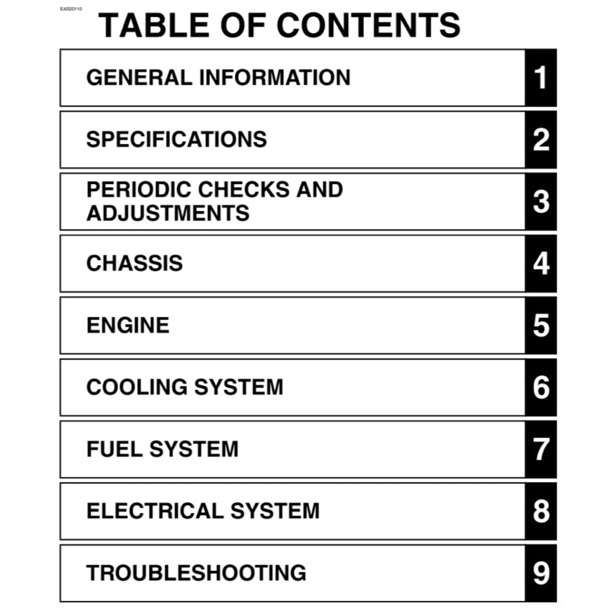 YAMAHA MT-09 MT09 2014-2017 Full Manual Set – Repair & Maintenance Manual and Spare Parts Catalog and User Handbook